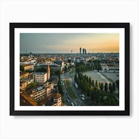 Sunset in the Milan city, Italy Art Print Art Print