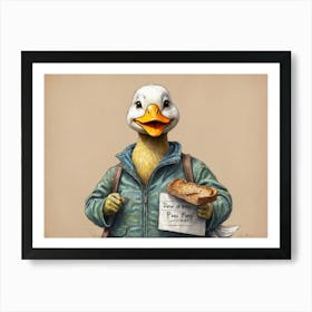 Duck With Bread Art Print