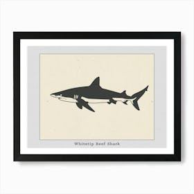 Whitetip Reef Shark Shark Silhouette 4 Poster Art Print