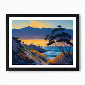 Sunset Over Coastal Hills Painting (19) Art Print