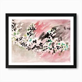 Branch Impression - pink coral Anton Maliar nature watercolor Art Print