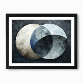 Abstract Intersecting Circles With Grunge Texture Art Print