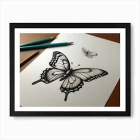 Butterfly Drawing 5 Art Print