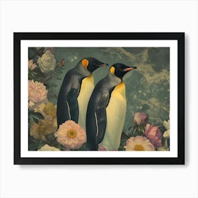 Floral Animal Illustration Emperor Penguin 1 Art Print