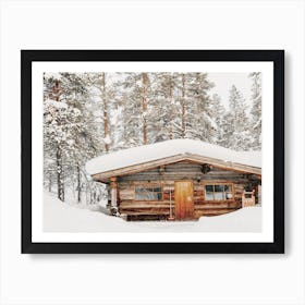 Snowy Winter Cabin Art Print