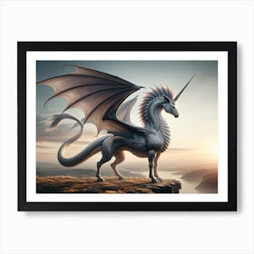 Magical Unicorn-Dragon Fantasy Art Print