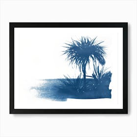 Palm Trees Beach Sea View Blue Art Print