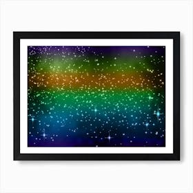 Purple, Green, Gold Shining Star Background Art Print