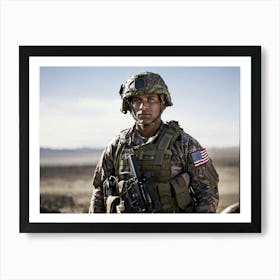 A Soldier Adorned In Patriotic Uniform Hued In His Nations Distinctive Colors Punctuated By A Med Art Print