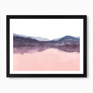 Watercolor Landscape 4 Pink And Indigo Art Print