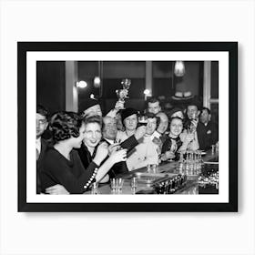 People At A Bar, Prohibition Vintage Black and White Old Photo, Bar Cart Decor Art Print