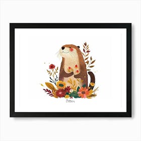 Little Floral Otter 3 Poster Art Print