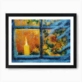 Candle In The Window Art Print