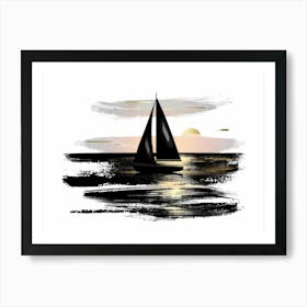 Sailboat At Sunset 36 Art Print