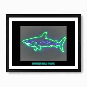 Green Scalloped Hammerhead Neon Shark 1 Poster Art Print