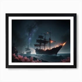 Pirate Ship In The Ocean Art Print