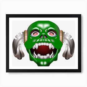 Green Skull With Headphones Affiche