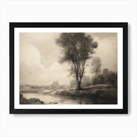 Lone Tree By The River Art Print