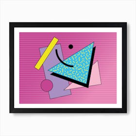 Memphis Pattern Retro Dreamwave 80s Vintage Pink Shapes Artwork Art Print