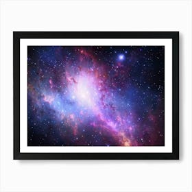 Celestial Nebula Enveloping A Starry Galaxy Backdrop Strands Of Interstellar Dust Painted In Hues O Art Print