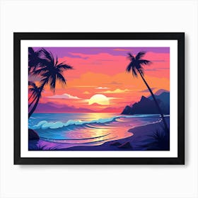 Sunset At The Beach Art Print 2 Art Print