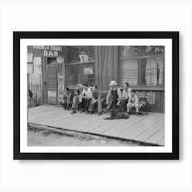 Crowd Of Men Sitting On Board Walk In Front Of Bar At Mogollon, New Mexico, Gold Mining Town By Russell Lee Art Print