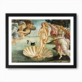 Black Cat Sandro Botticelli S The Birth Of Venus Landscape Art Print