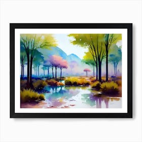 Watercolor Of Trees 1 Art Print