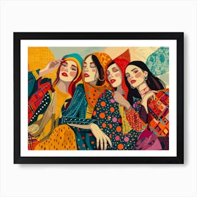 Three Women In Colorful Clothing Art Print