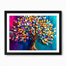 Colorful Tree With Leaves On Hanging Branches 4 Poster