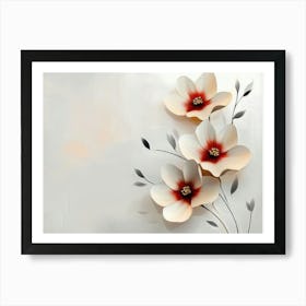 Simple Floral Painting On A Light Gray Art Print