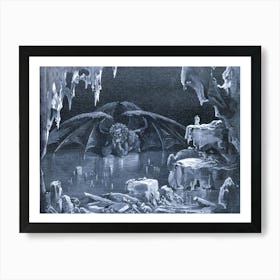 Devil's Cave Gustave Dore - Inferno Canto XXXIV Lucifer King of Hell, Frozen in Ice -   Remastered Detail | Biblical Gothic Art Prints by Gustave Doré | Dante's Inferno Paradiso Rose in HD Art Print