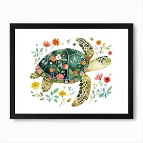 Little Floral Turtle 2 Art Print