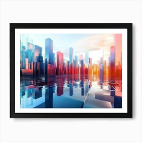 3d Abstract Cityscape With Futuristic Buildings 1 Art Print