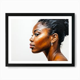 Side Profile Of Beautiful Woman Oil Painting 150 Art Print