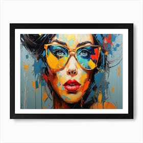 Colorful Woman With Sunglasses Art Print