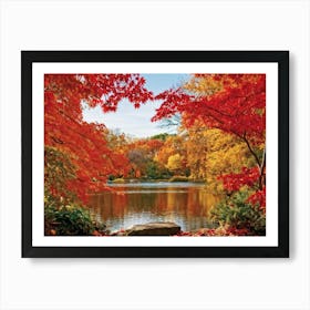 Autumn Foliage Comes Alive In This Design Leaves Flaunting A Riot Of Colors Including Crimson Verm (3) Art Print