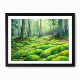 5 Vivid Green Moss Carpeting Forest Floors (1) Art Print