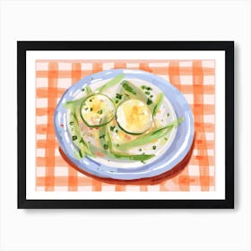 A Plate Of Leeks, Top View Food Illustration, Landscape 2 Art Print