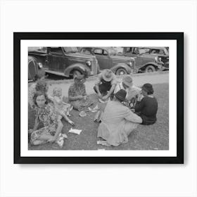 Farm People Eating Watermelon On Lawn In Front Of Courthouse, Tahlequah, Oklahoma By Russell Lee Art Print