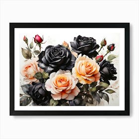 Default A Stunning Watercolor Painting Of Vibrant Black Roses 0 (1) Póster