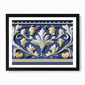 Seamless Relief Sculpture Designation Retro Pattern Nature Garden Flower Leaf Vine 1 Art Print