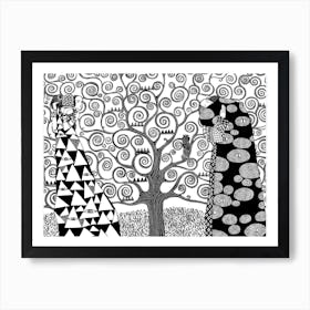 Tree Of Life in black and white (remake after Klimt) Art Print