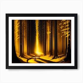 Golden Light In The Forest Art Print