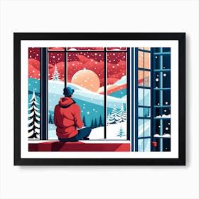 Christmas Window 3 vector art Art Print