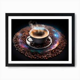 Coffee Cup With Coffee Beans 1 Art Print