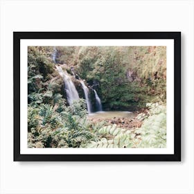 Beautiful Three Bears Waterfall Along The Road To Hana On Maui In Hawaii Art Print