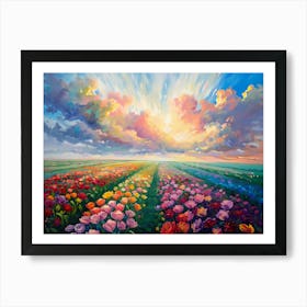 Tulip Field Under Sunshine Art Print