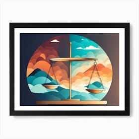 Balance Scales Of Justice OF DAY AND NIGHT VECTOR ART Art Print