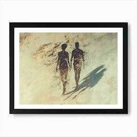 Two People Walking In The Sand Art Print